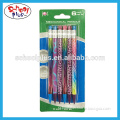 6pcs blister card packed mechanical pencil with eraser and grips for children